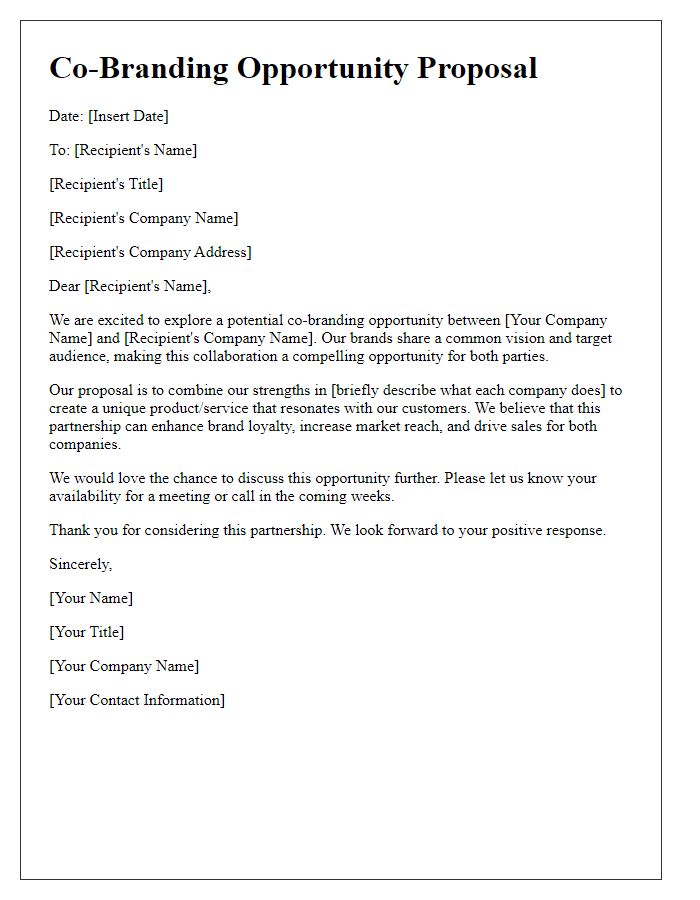 Letter template of co-branding opportunity