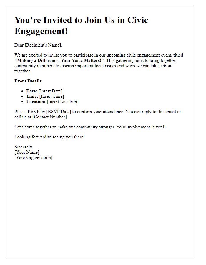 Letter template of civic engagement invitation.