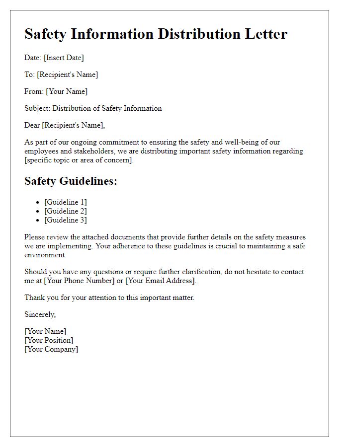 Letter template of safety information distribution.