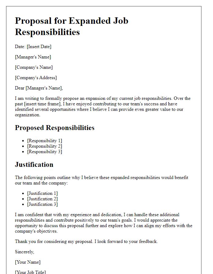 Letter template of Proposal for Expanded Job Responsibilities