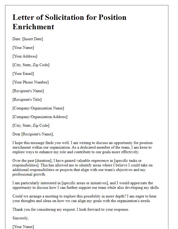 Letter template of Solicitation for Position Enrichment