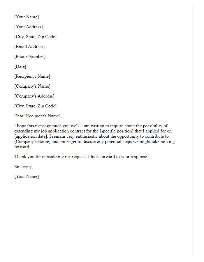 Letter template of inquiry for extending job application contract