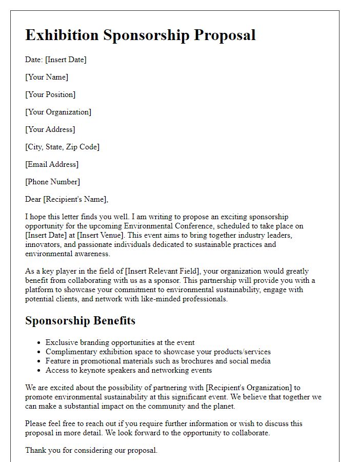 Letter template of Exhibition Sponsorship Collaboration for Environmental Conference