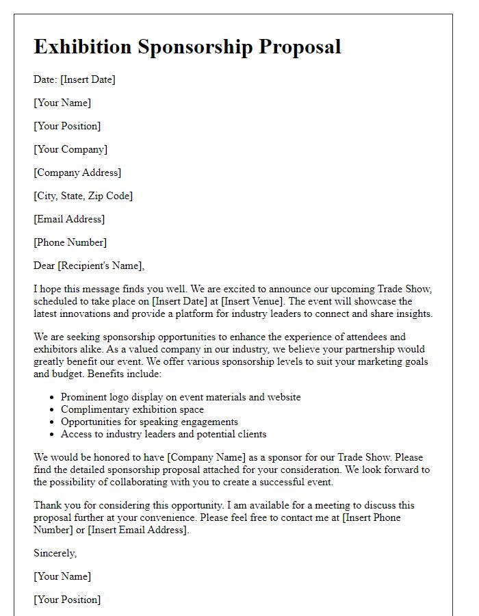 Letter template of Exhibition Sponsorship Proposal for Trade Show