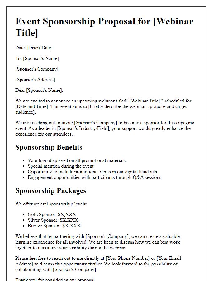 Letter template of event sponsorship proposal for webinar