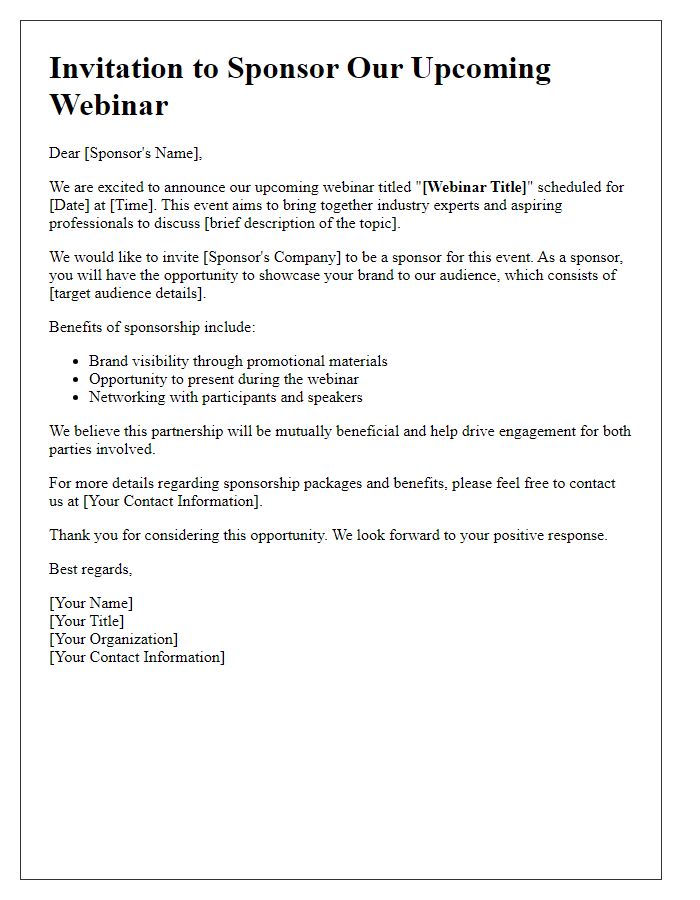 Letter template of sponsorship invitation for webinar