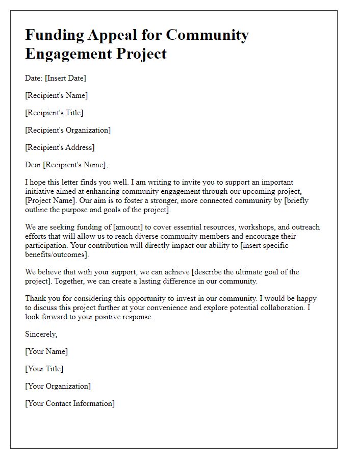 Letter template of funding appeal for community engagement project