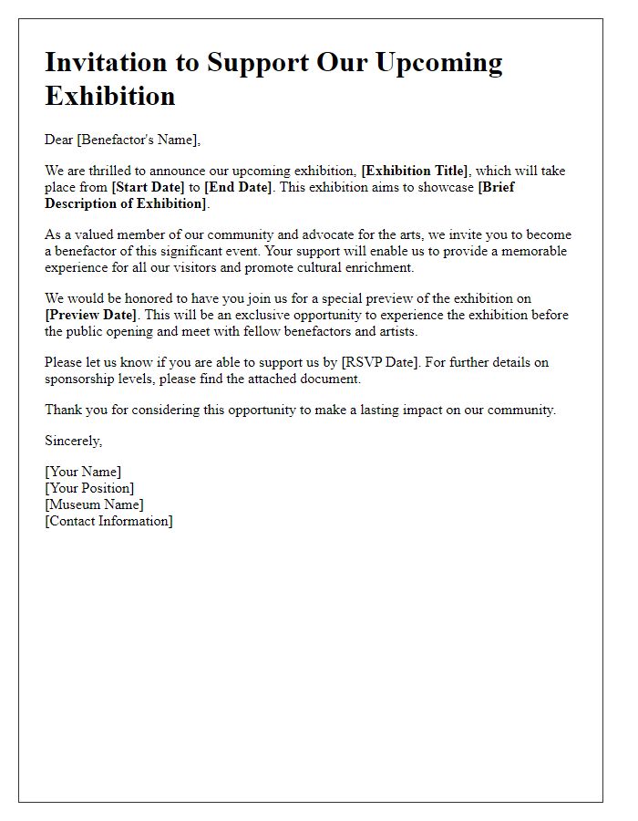 Letter template of museum exhibition benefactor invitation