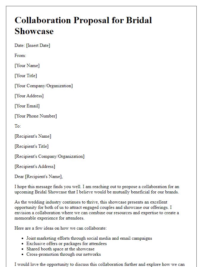 Letter template of Collaboration Proposal for Bridal Showcase