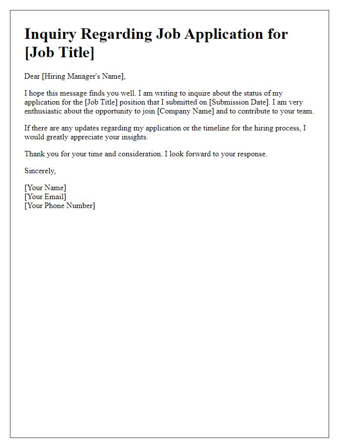 Letter template of inquiry regarding job title application fix