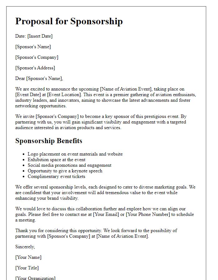 Letter template of aviation event sponsorship proposal