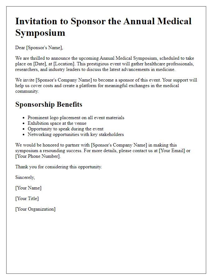 Letter template of sponsorship invitation for medical symposium