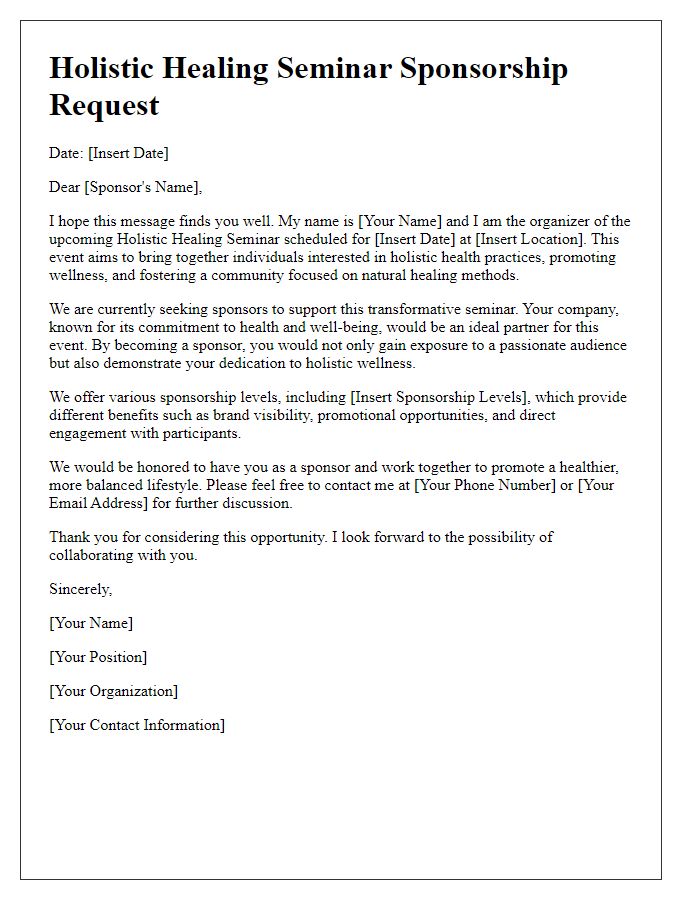 Letter template of holistic healing seminar sponsorship request