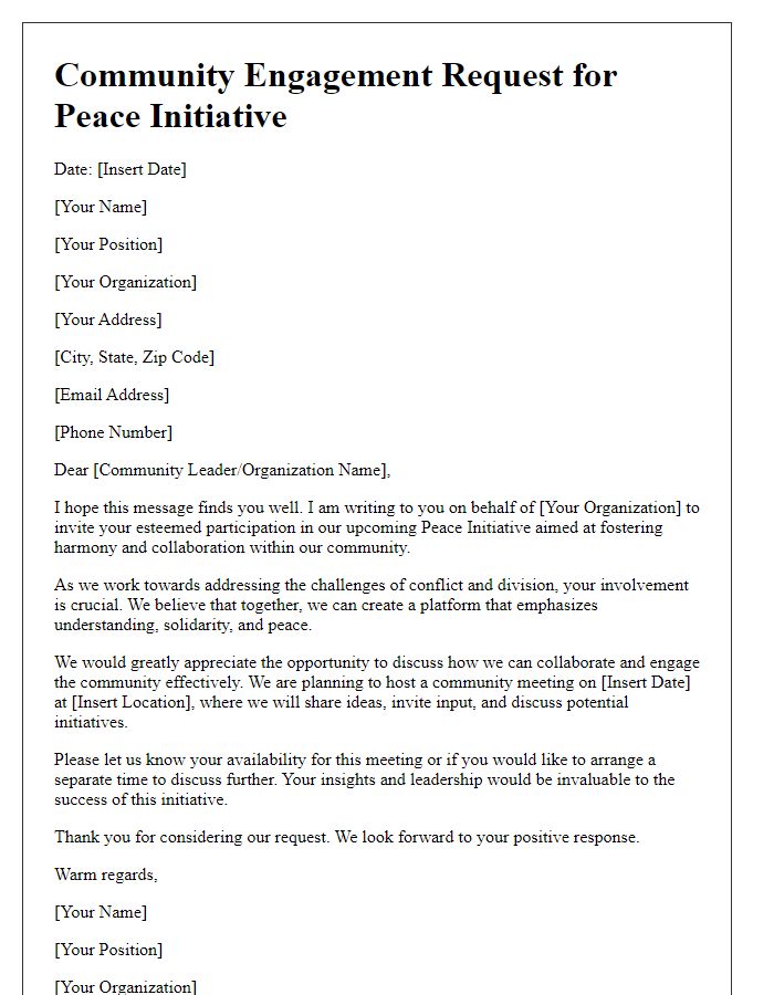 Letter template of community engagement request for peace initiative