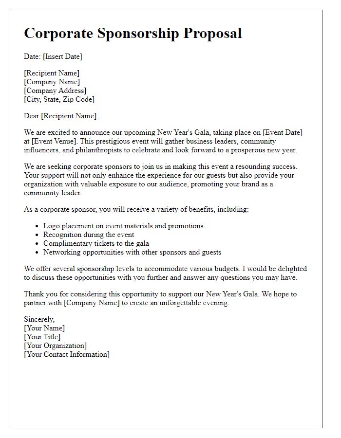 Letter template of Corporate Sponsorship for New Year's Gala