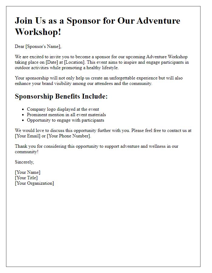 Letter template of adventure workshop sponsorship engagement invitation