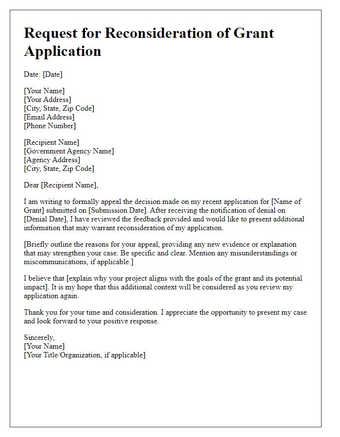 Letter template of appeal for government grant reconsideration.