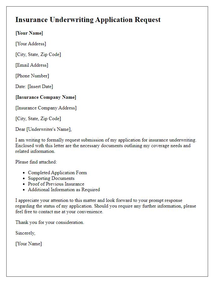 Letter template of insurance underwriting application request