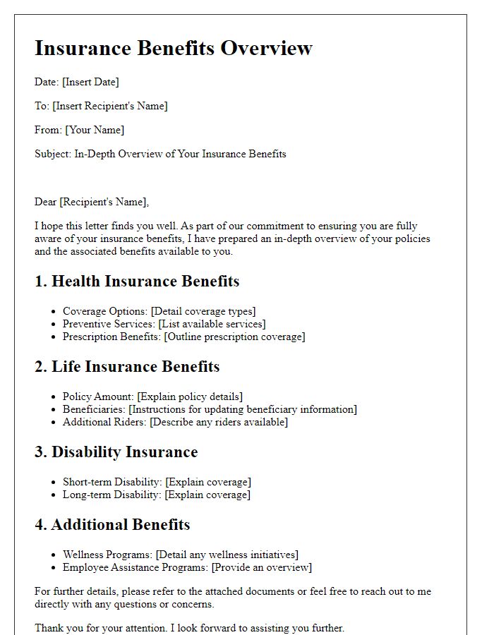 Letter template of in-depth insurance benefits overview