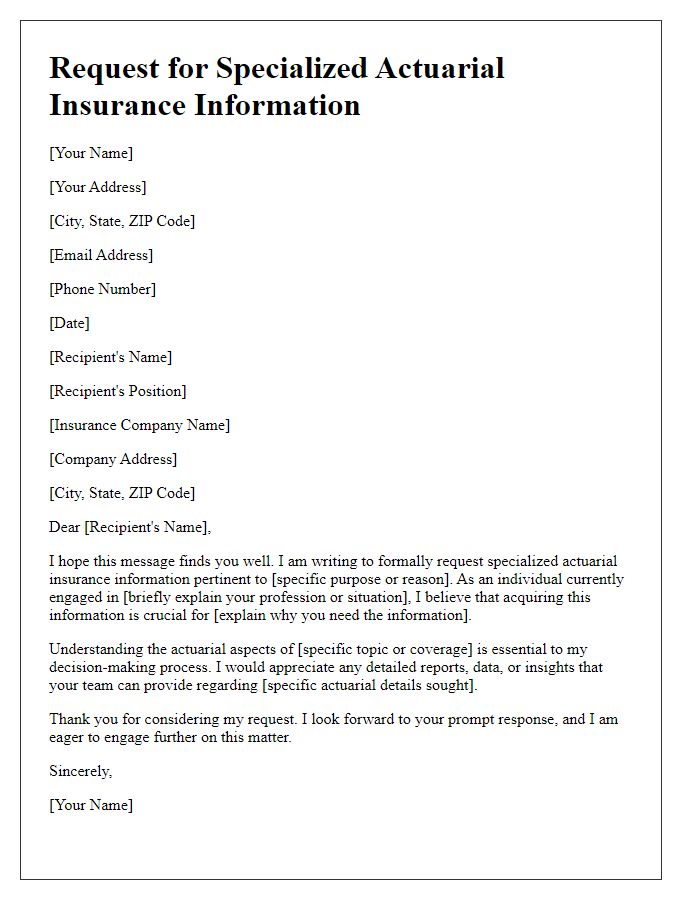 Letter template of appeal for specialized actuarial insurance information