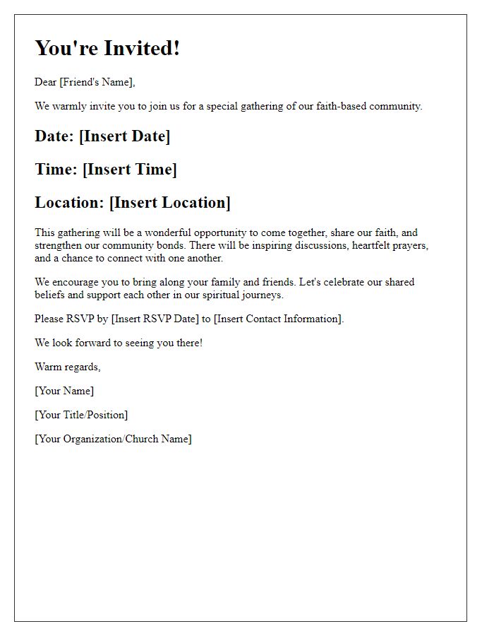 Letter template of invitation for faith-based community gathering