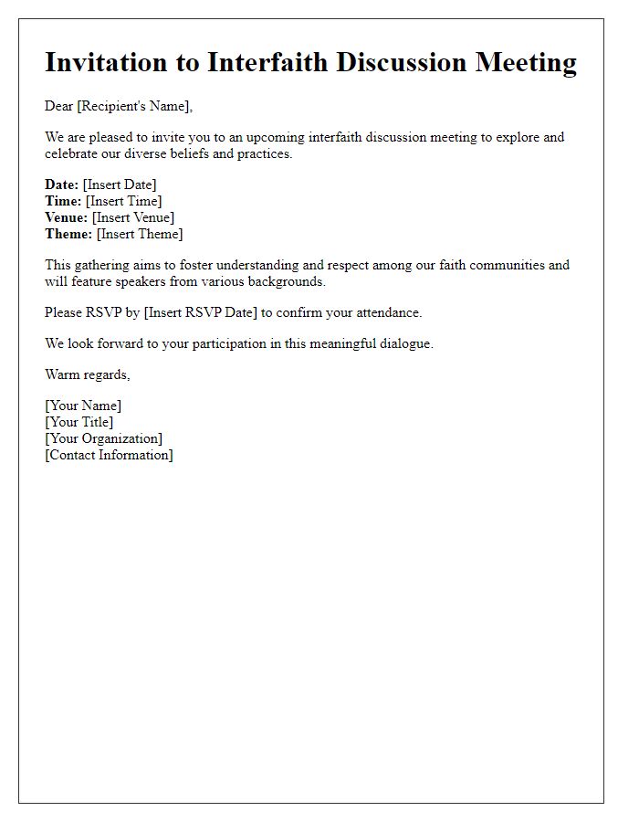 Letter template of interfaith discussion meeting invitation