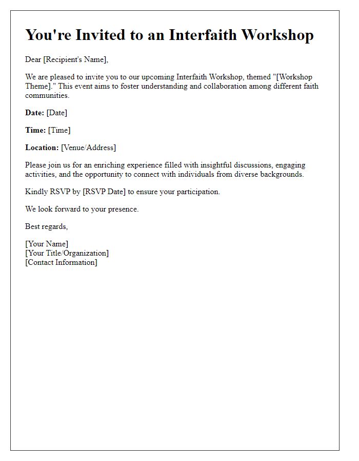 Letter template of interfaith workshop invitation