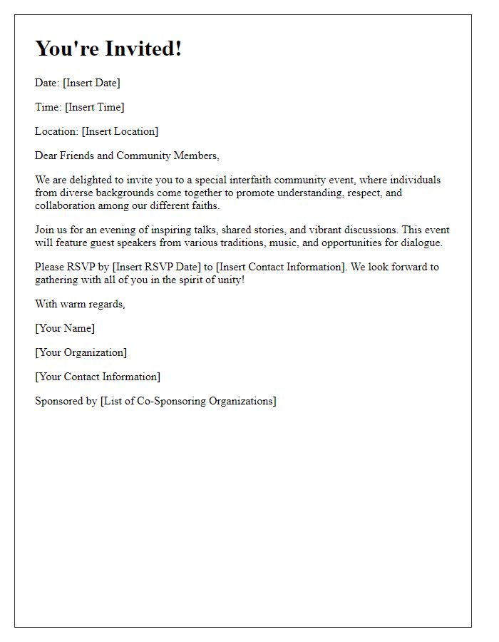 Letter template of joint interfaith community event invitation