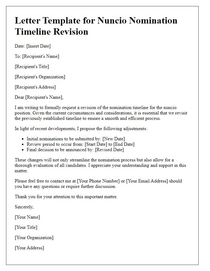 Letter template of nuncio nomination timeline revision