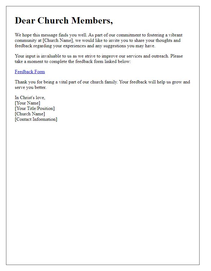 Letter template of feedback collection for church members
