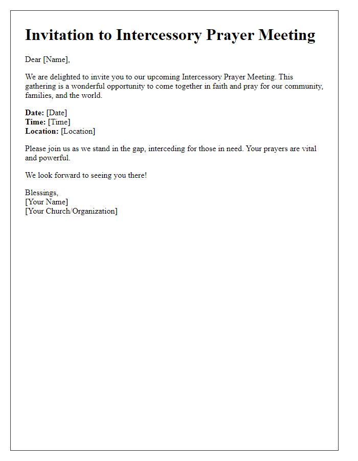 Letter template of intercessory prayer meeting invitation