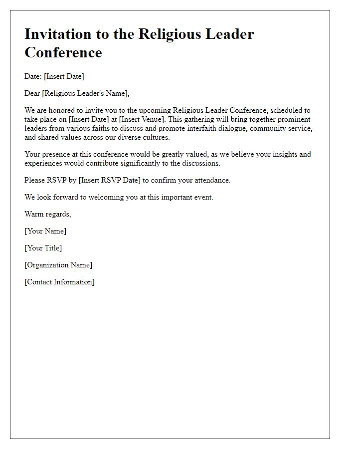 Letter template of invitation for religious leader conference