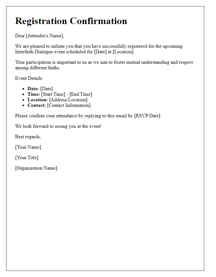 Letter template of registration for interfaith dialogue attendees