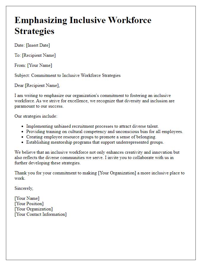 Letter template of emphasis on inclusive workforce strategies