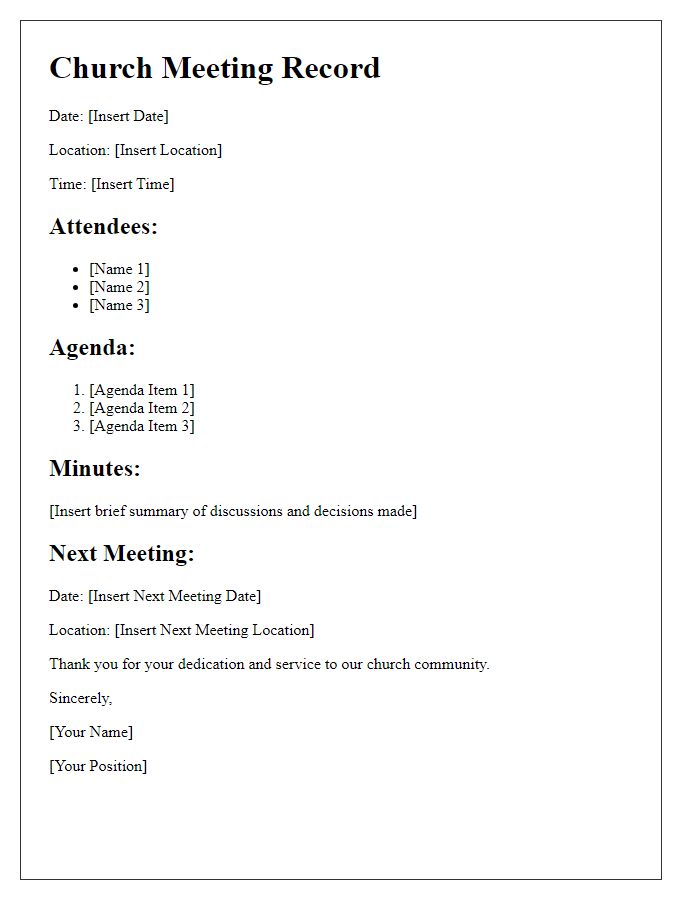 Letter template of church meeting record sharing