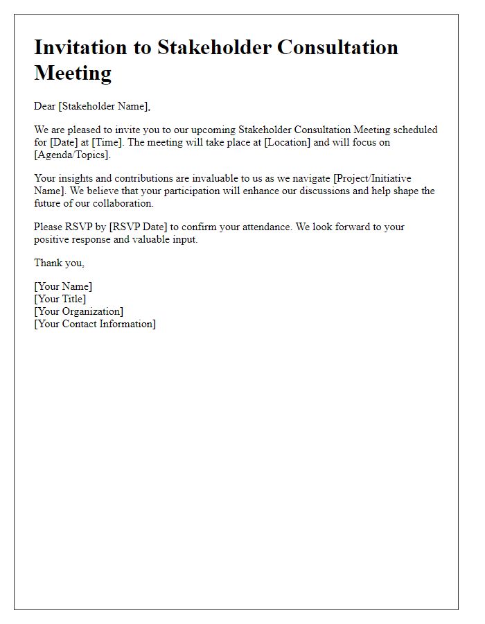 Letter template of stakeholder consultation meeting invitation