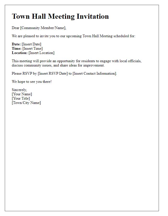 Letter template of town hall meeting invitation