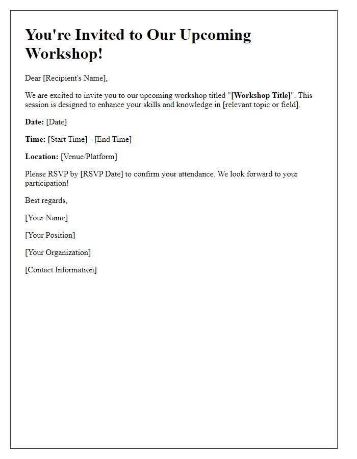 Letter template of workshop session invitation