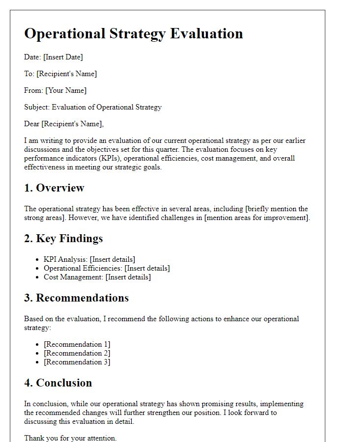 Letter template of operational strategy evaluation