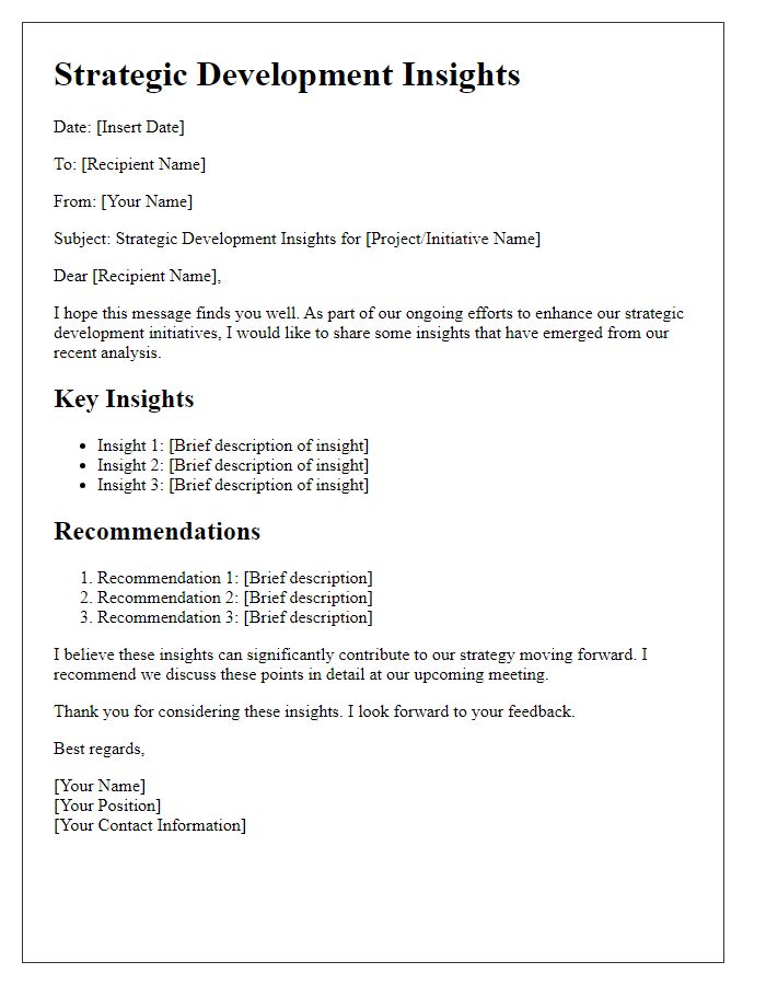 Letter template of strategic development insights