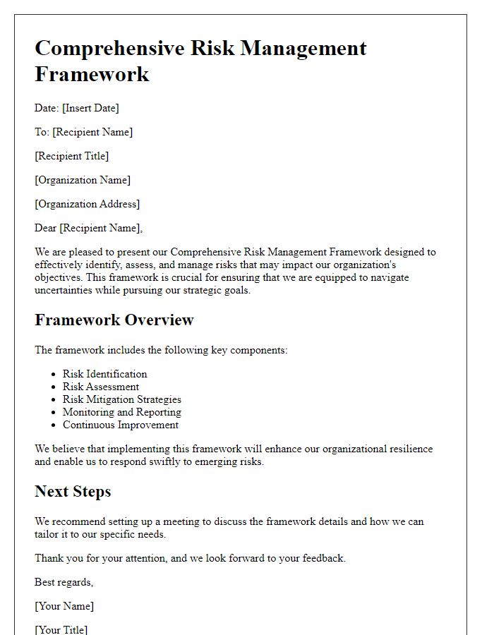 Letter template of comprehensive risk management framework