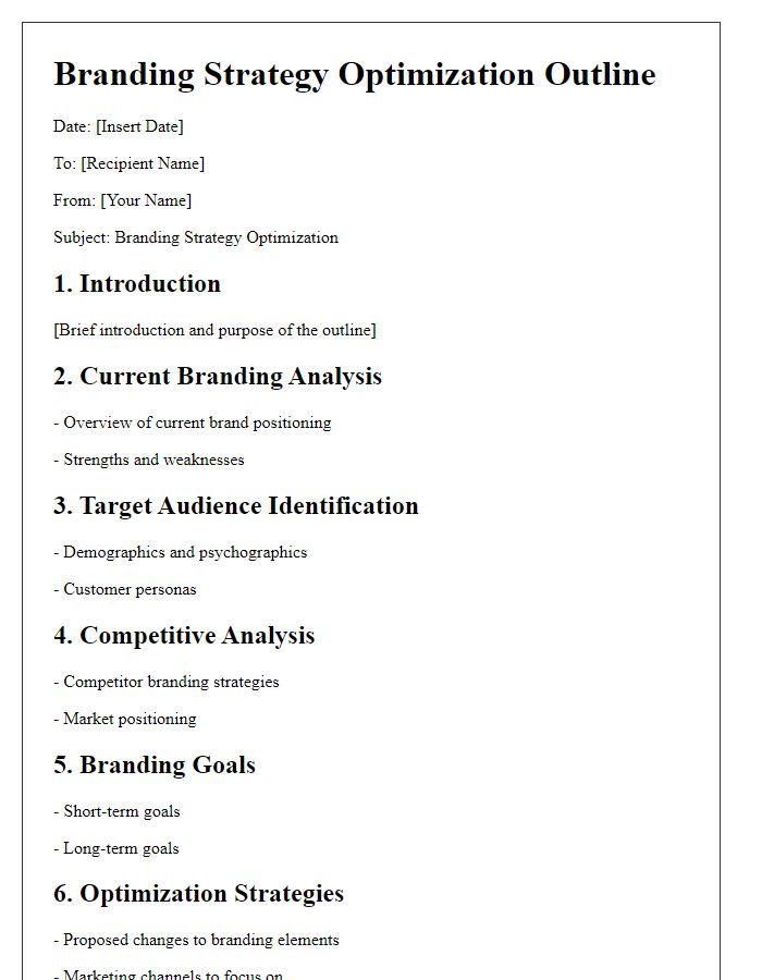 Letter template of branding strategy optimization outline