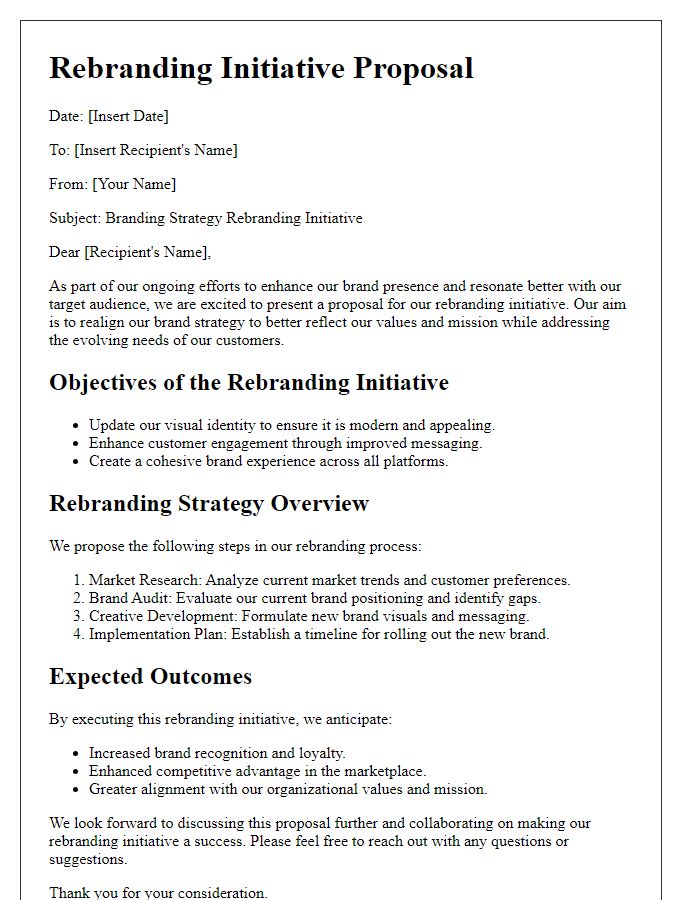 Letter template of branding strategy rebranding initiative