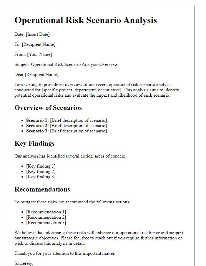 Letter template of operational risk scenario analysis