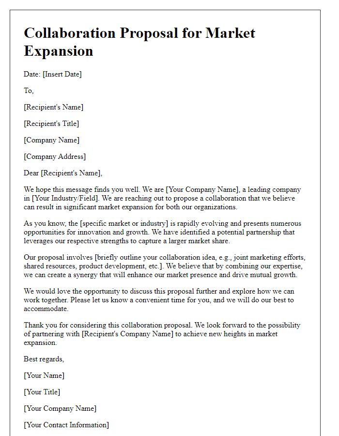 Letter template of collaboration proposal for market expansion.