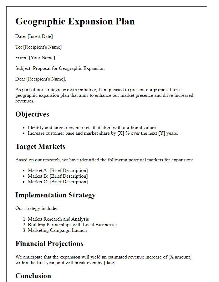 Letter template of geographic expansion plan.