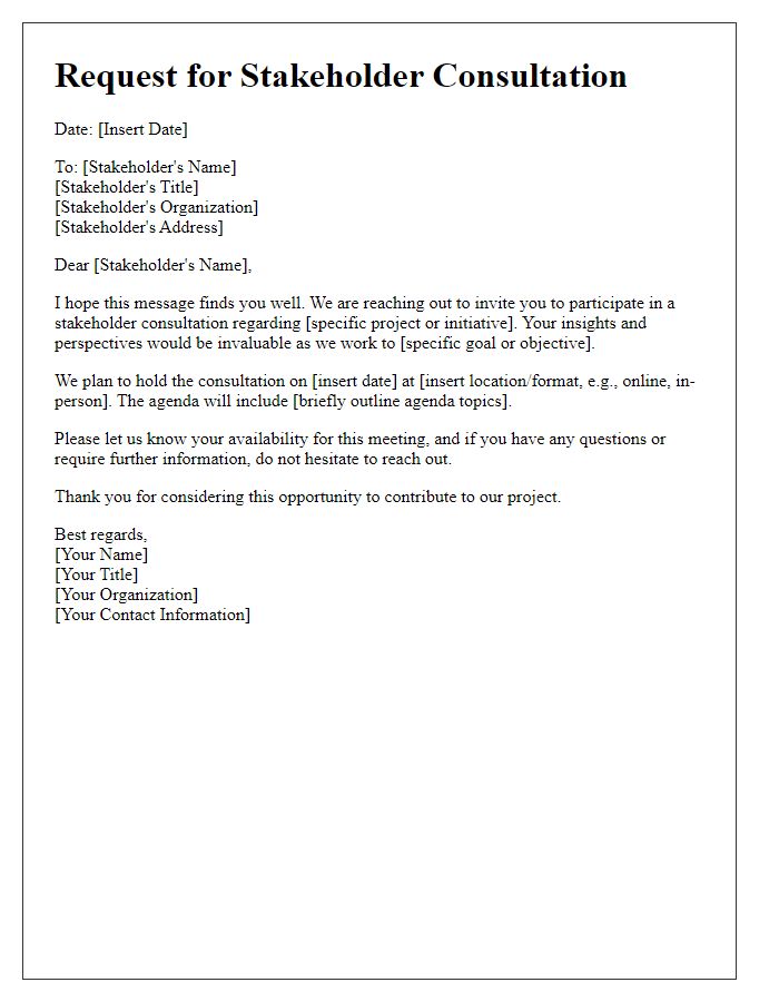 Letter template of stakeholder consultation request