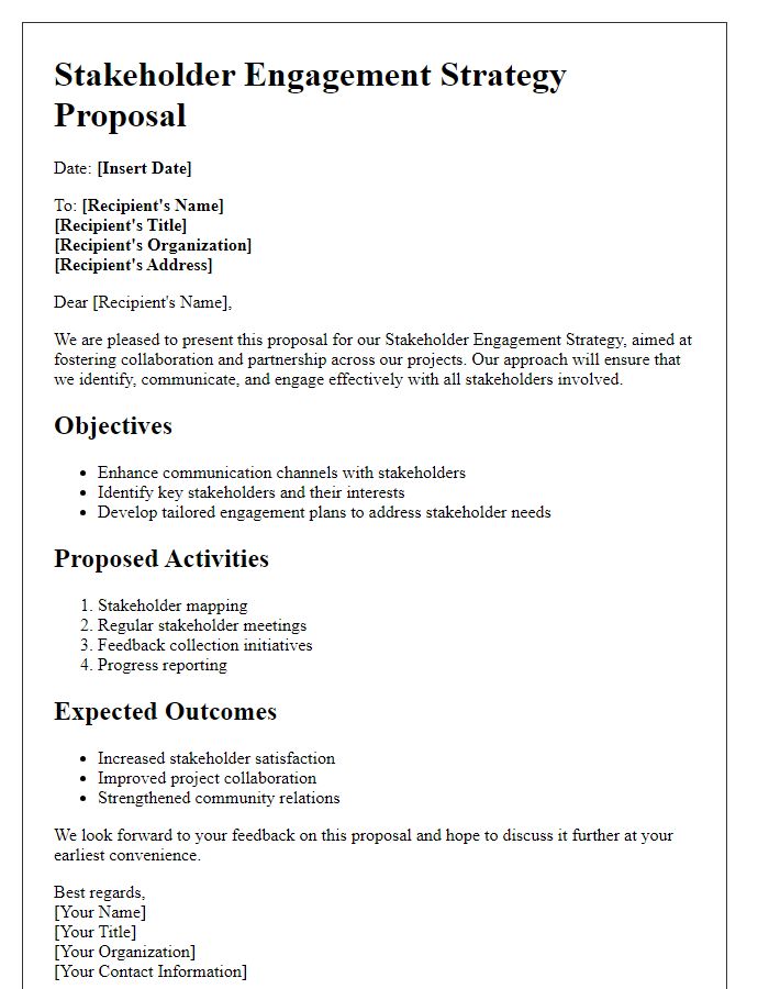 Letter template of stakeholder engagement strategy proposal