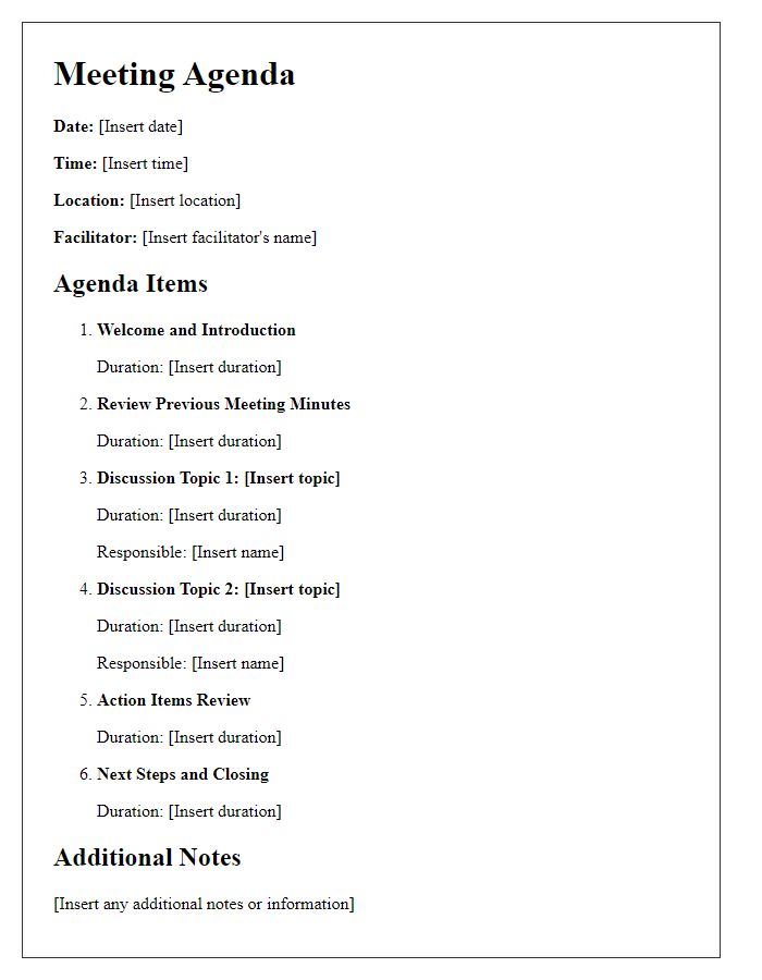 Letter template of meeting agenda for effective discussions