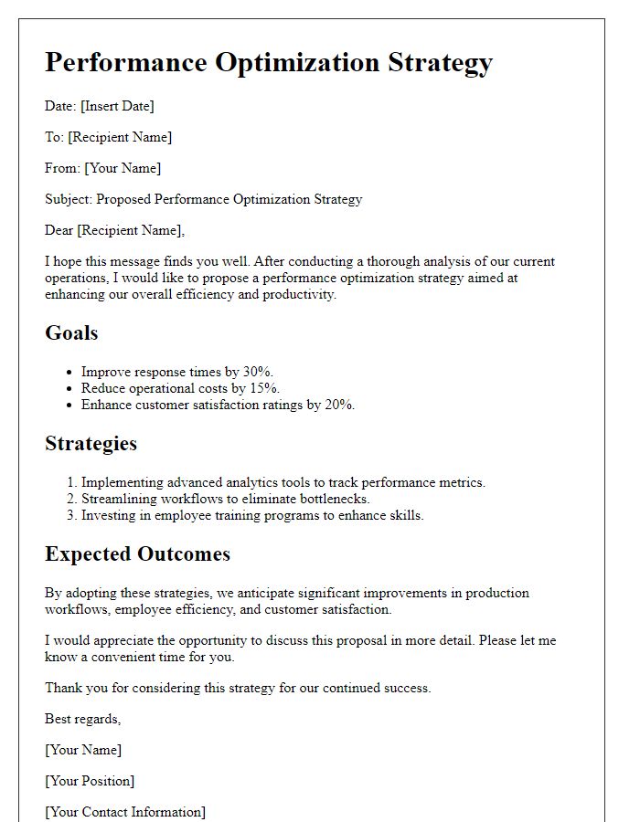 Letter template of performance optimization strategy